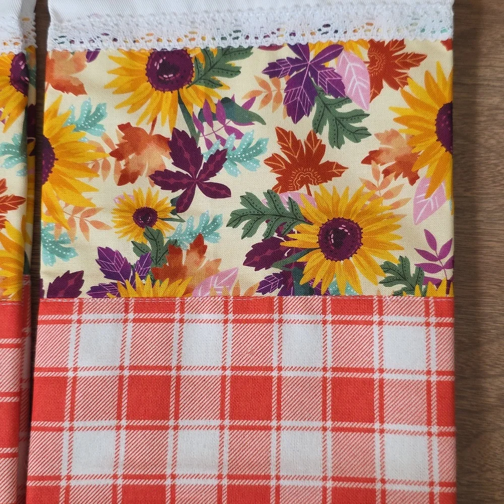 Handcrafted Embroidered Floral Angel Tea Towels Set 2 18